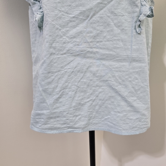 a new day Size Large Flutter Sleeve Crinkle Tank Baby Blue Contemporary Casual - Picture 3 of 16